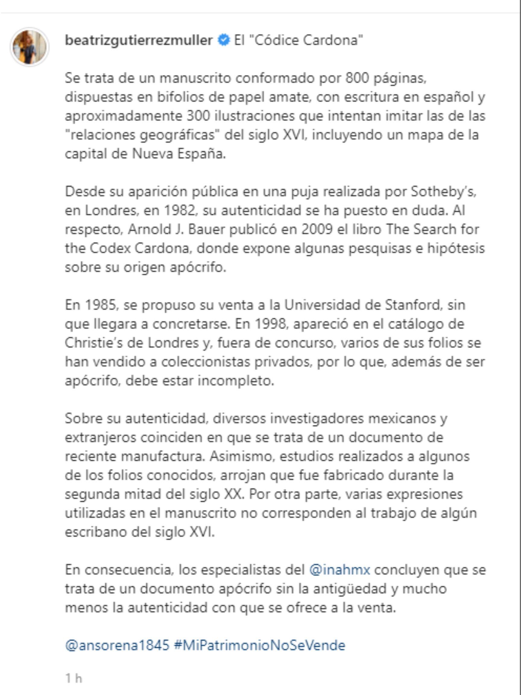 Alerta de Beatriz Gutiérrez sobre la subasta