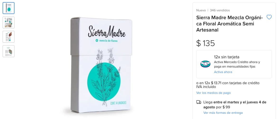 Cigarros Sierra Madre en Mercado Libre