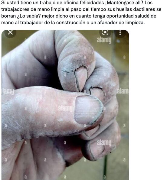 Tuit sobre huellas dactilares