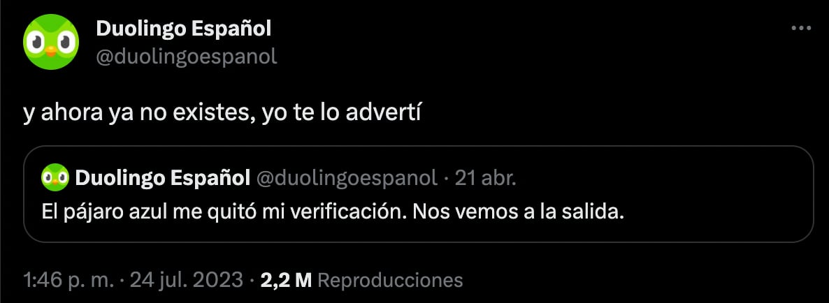 Duolingo celebra la muerte del pájaro de Twitter