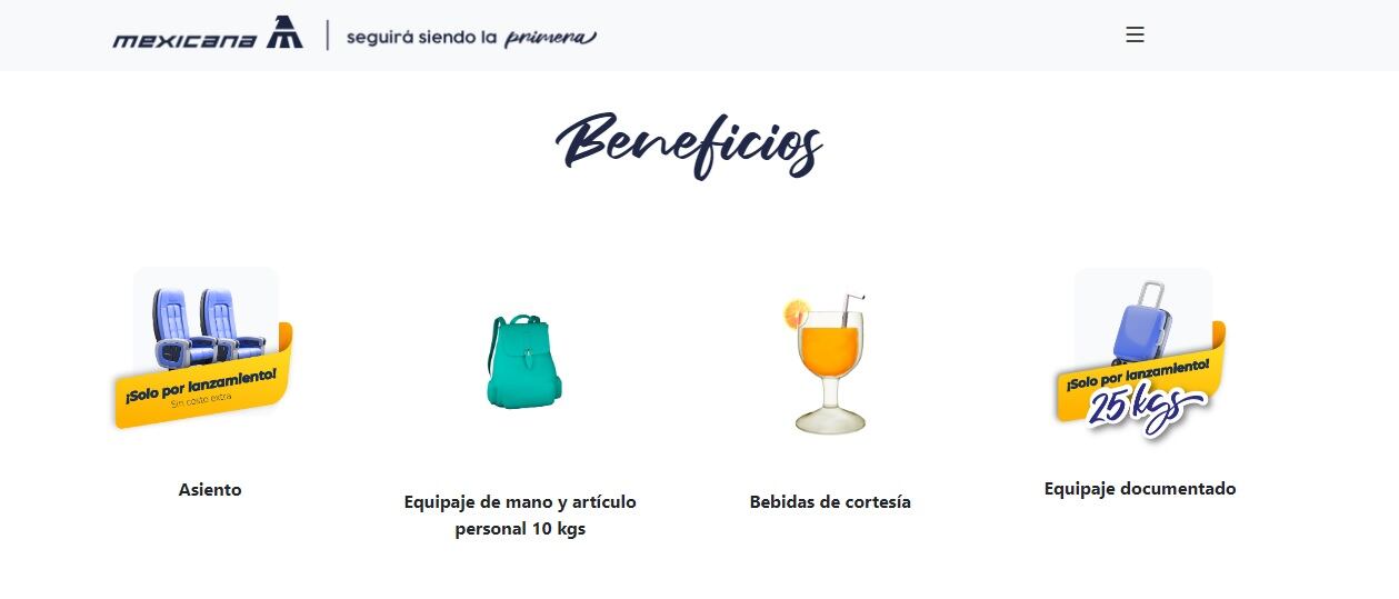 Beneficios en vuelos de Mexicana de Aviación