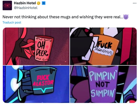 Estas son las tazas oficial de Hazbin Hotel de Amazon Prime Video
