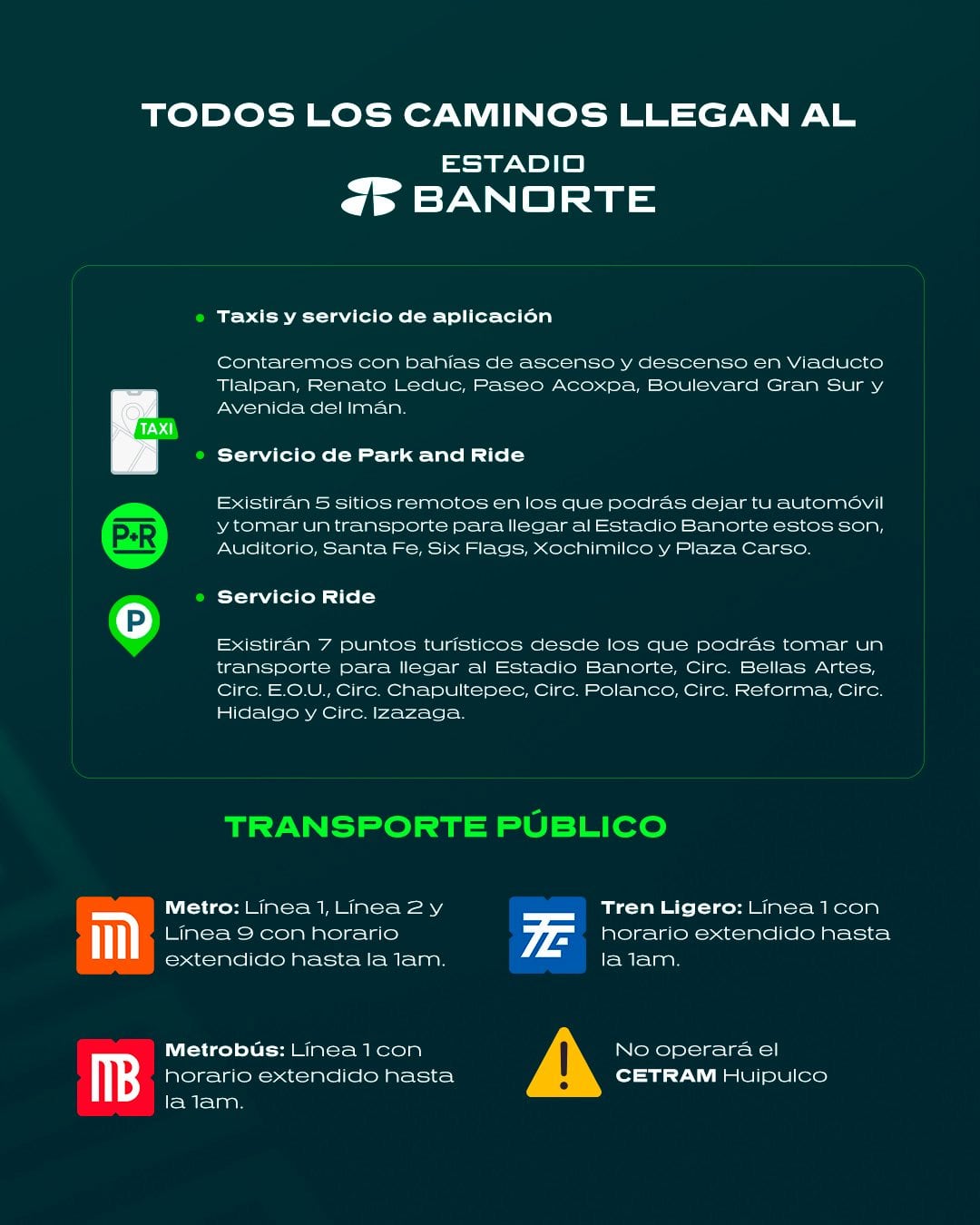 Estadio Banorte sin estacionamiento para México vs Portugal: alternativas