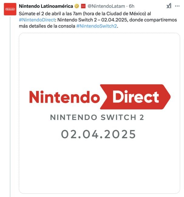 Nintendo Direct del Nintendo Switch 2