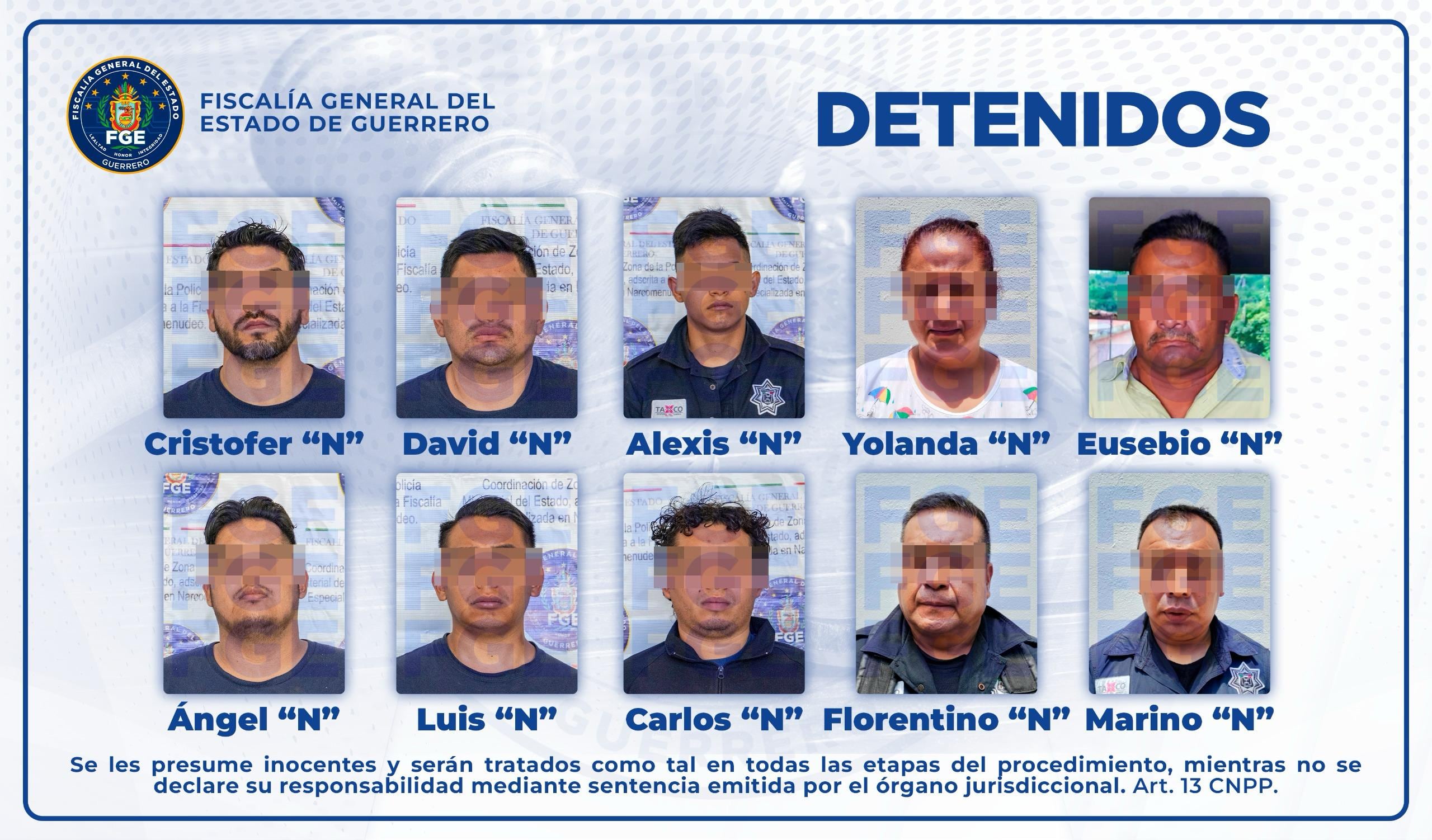 Fiscalía de Guerrero detiene a 10 personas