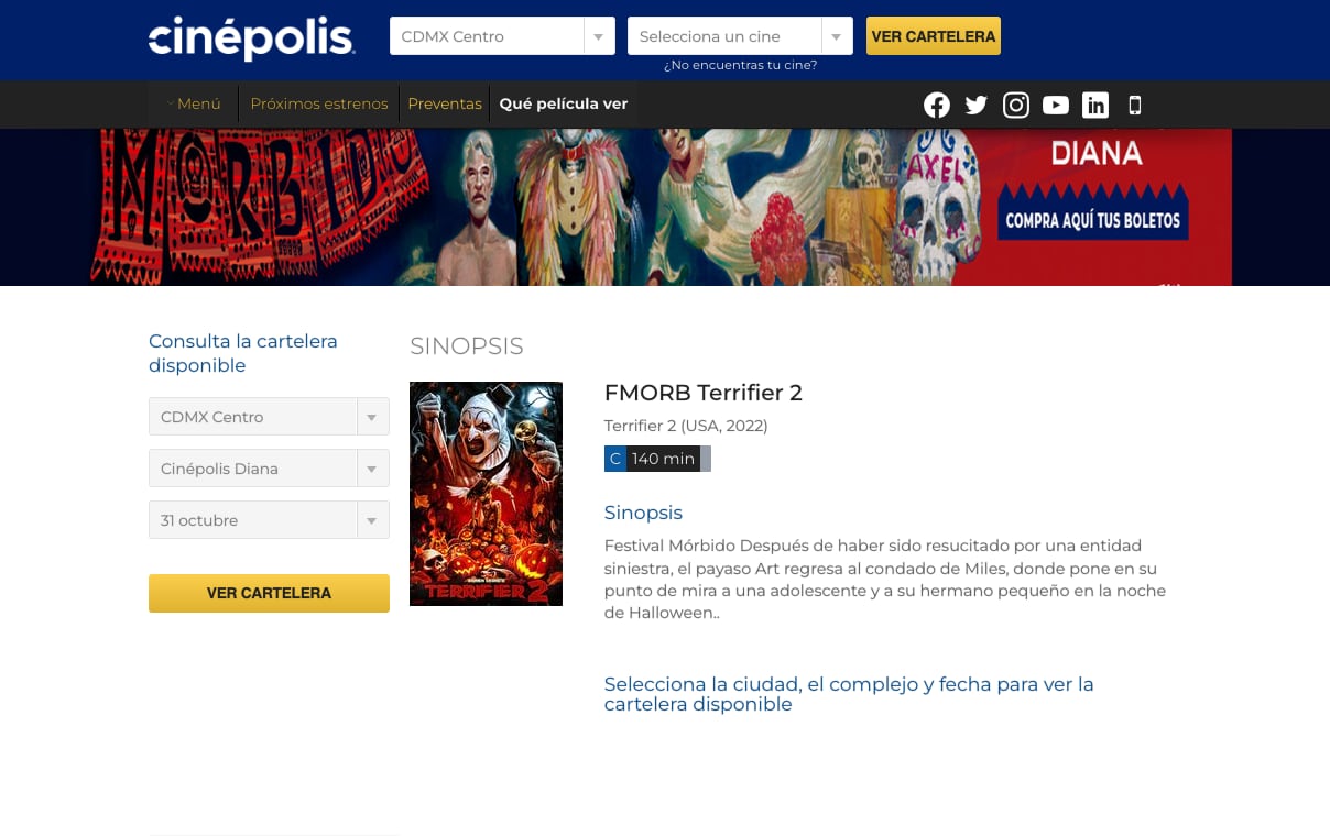 Dónde ver Terrifier 2 en México