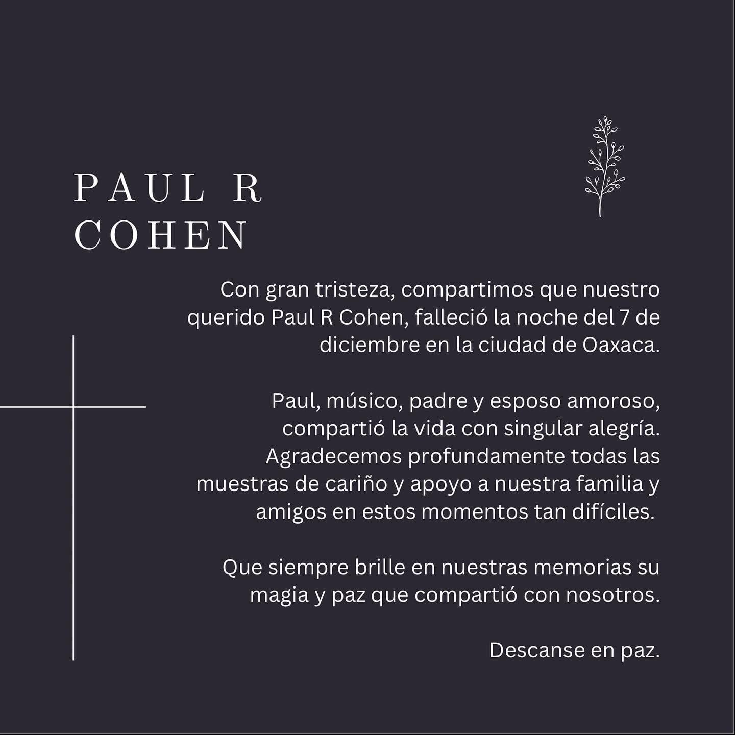 Lila Downs confirma la muerte de su esposo Paul R Cohen.