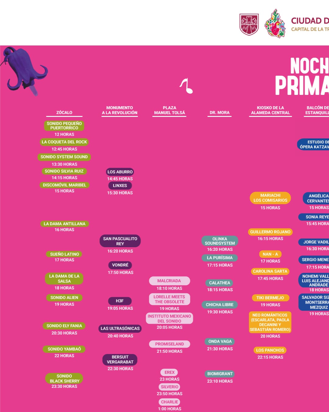 Noche de primavera CDMX 2025: Cartelera por escenario en las 12 sedes y horarios