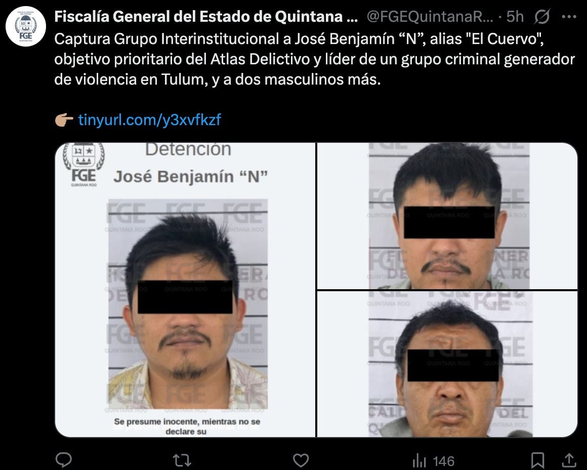 Detienen a miembros de Los Compich en Tulum.