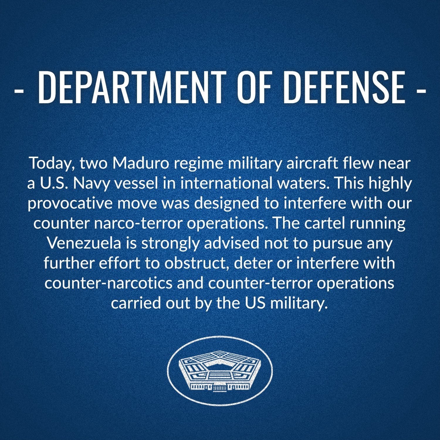 Comunicado del Departamento de Defensa