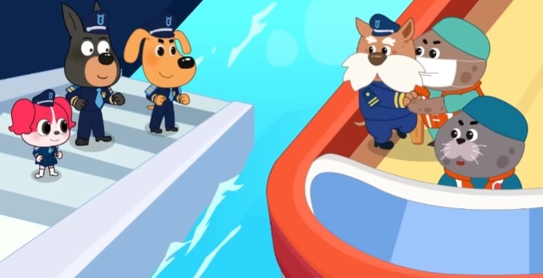 Sheriff Labrador policías en equipo