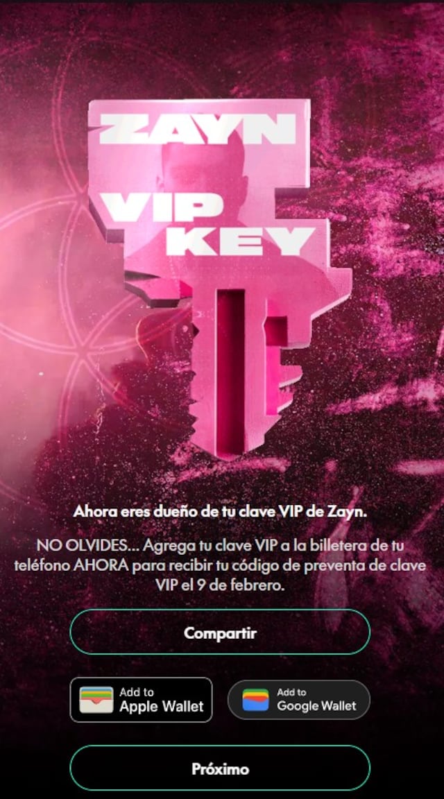 VIP Key de Zayn Malik: cómo obtenerla paso a paso para la preventa