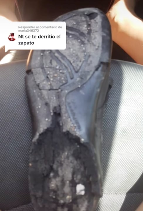 Zapato que se derritió con el calor