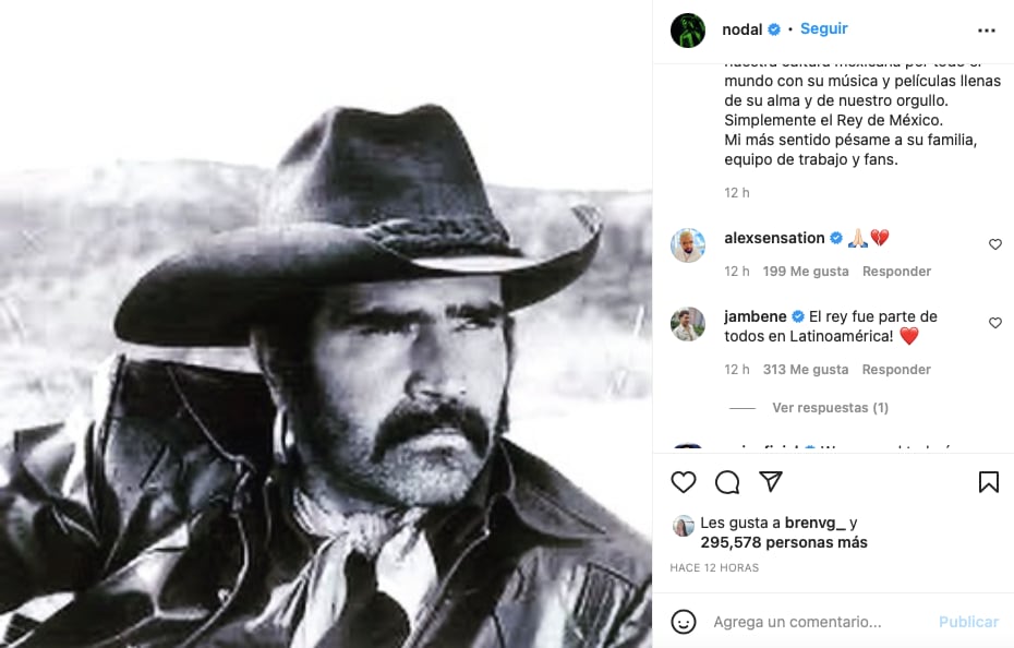 Christian Nodal lamenta muerte de Vicente Fernández