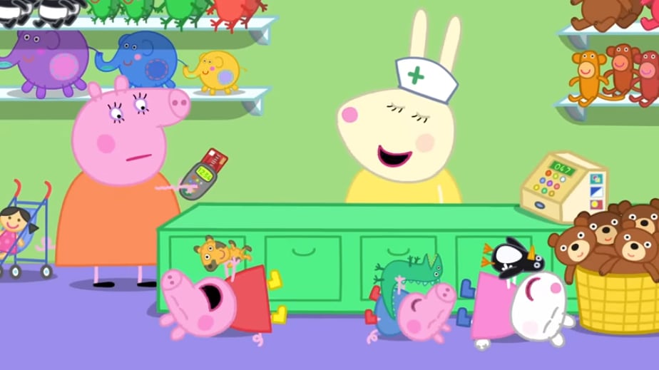 Peppa Pig por el Día del Picnic con un Oso de Peluche