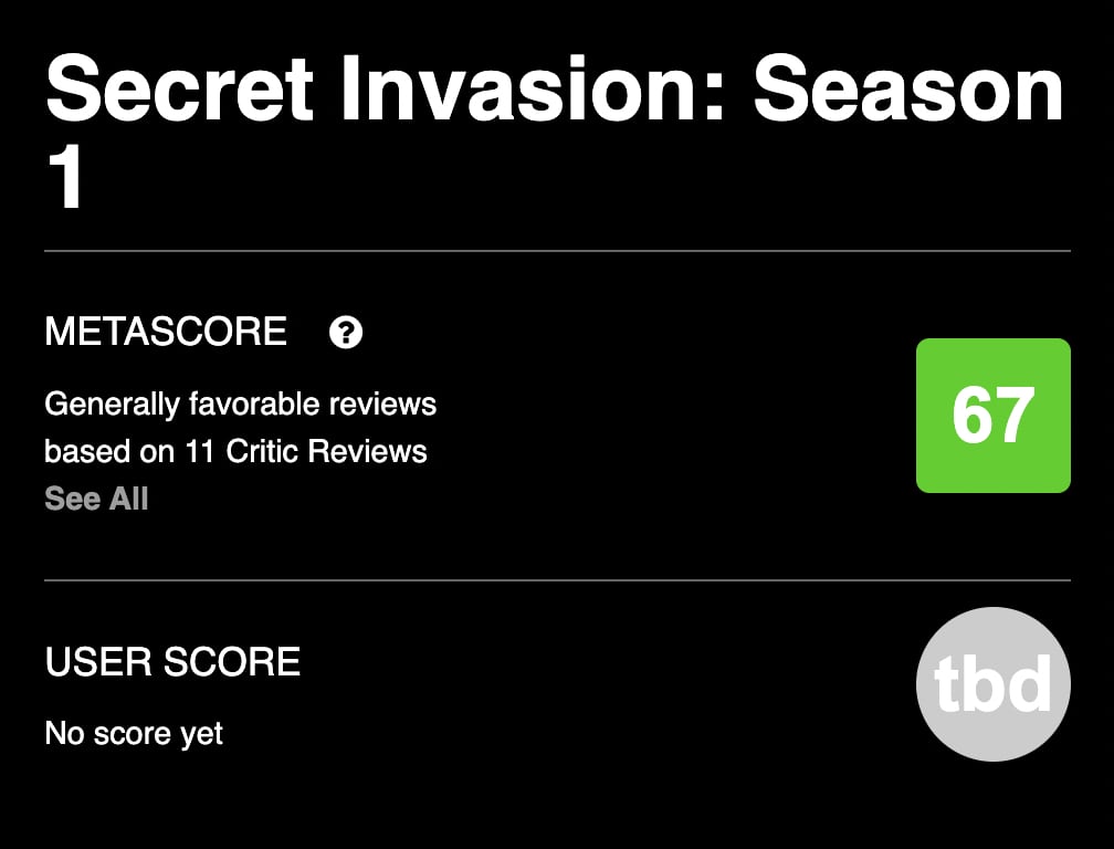 Metacritic Secret Invasion