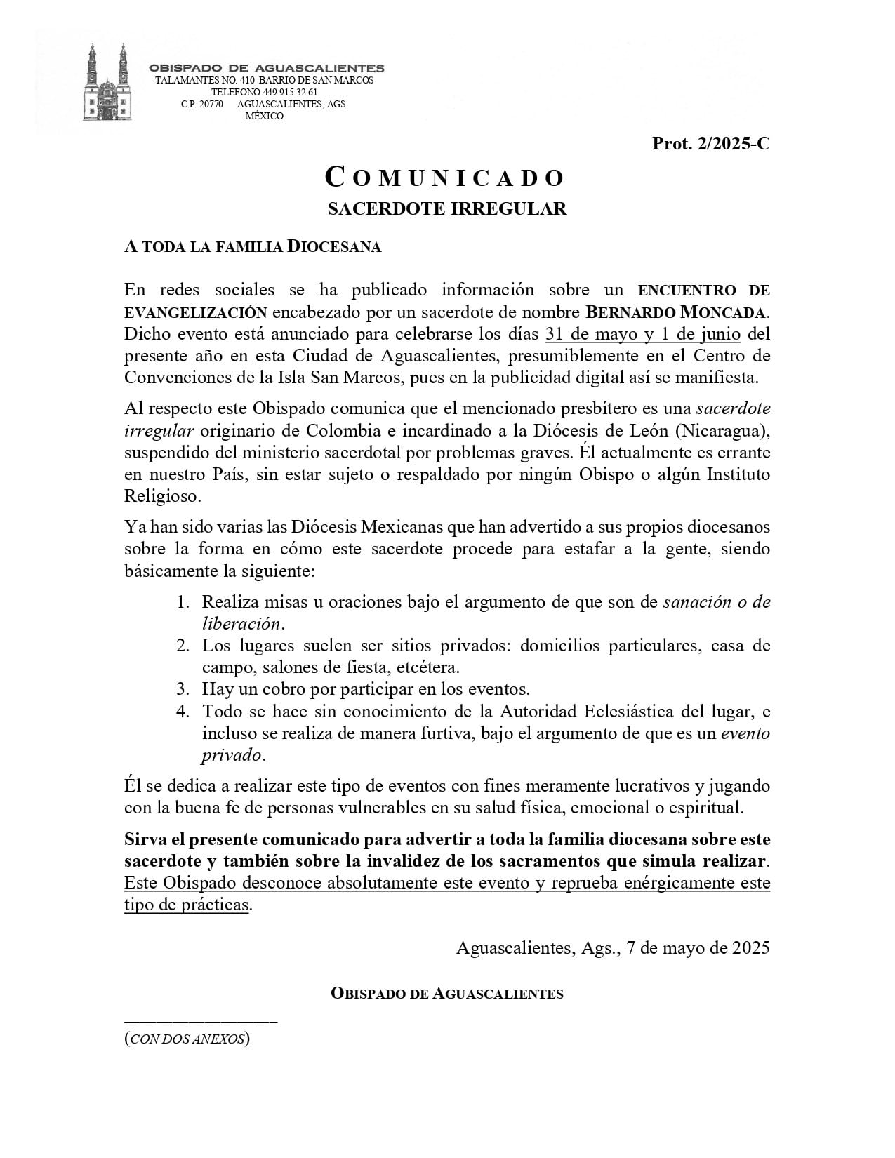 Sacerdote falso anda suelto en Aguascalientes