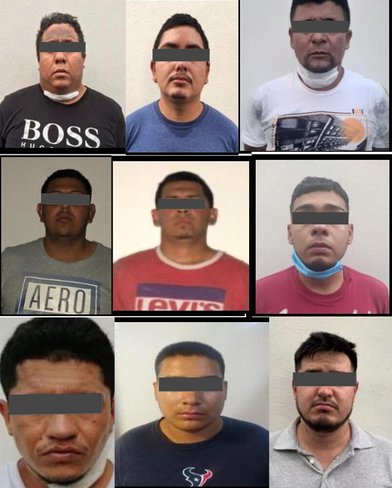 Nueve de los 10 detenidos por la policía.