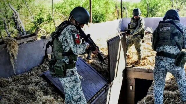 Ejército mexicano asegura narco laboratorio bajo tierra en Navolato, Sinaloa