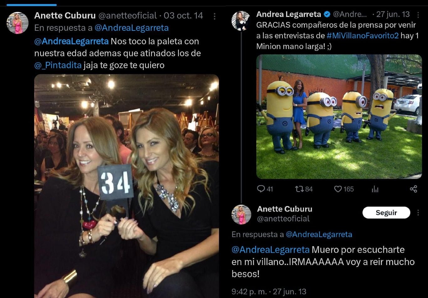 Desentierran pruebas de que Andrea Legarreta y Anette Cuburu sí eran amigas