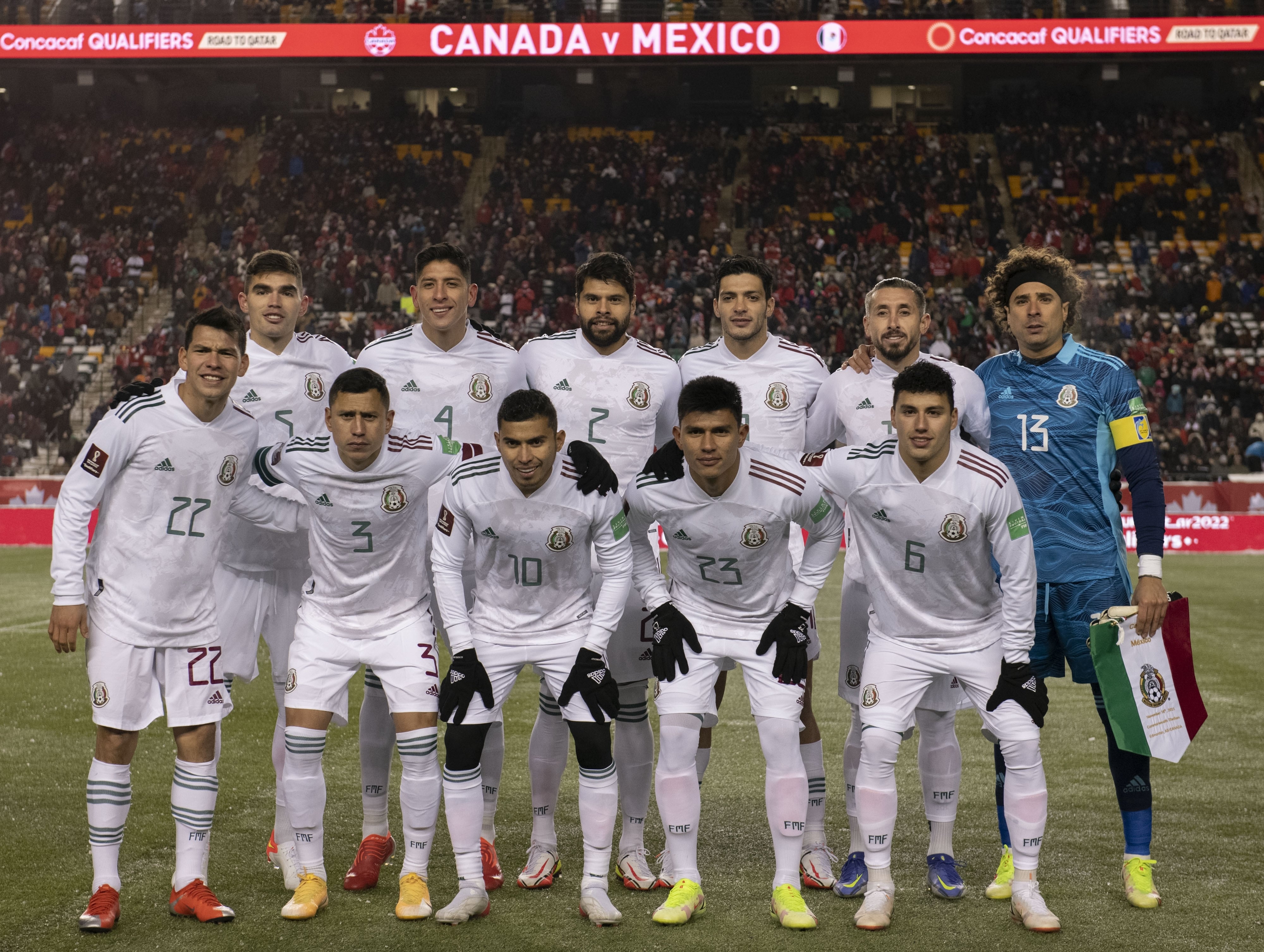 Mexico team group during the game Canada vs Mexico, corresponding to CONCACAF World Cup Qualifiers road to the FIFA World Cup Qatar 2022, at Commonwealth Stadium, on November 16, 2021.
<br><br>
Equipo de la Seleccion de Mexico durante el partido Canada vs Mexico, correspondiente a la Clasificacion de la CONCACAF camino a la Copa Mundial de la FIFA Qatar 2022, en el Estadio de la Mancomunidad, el 16 de Noviembre de 2021.