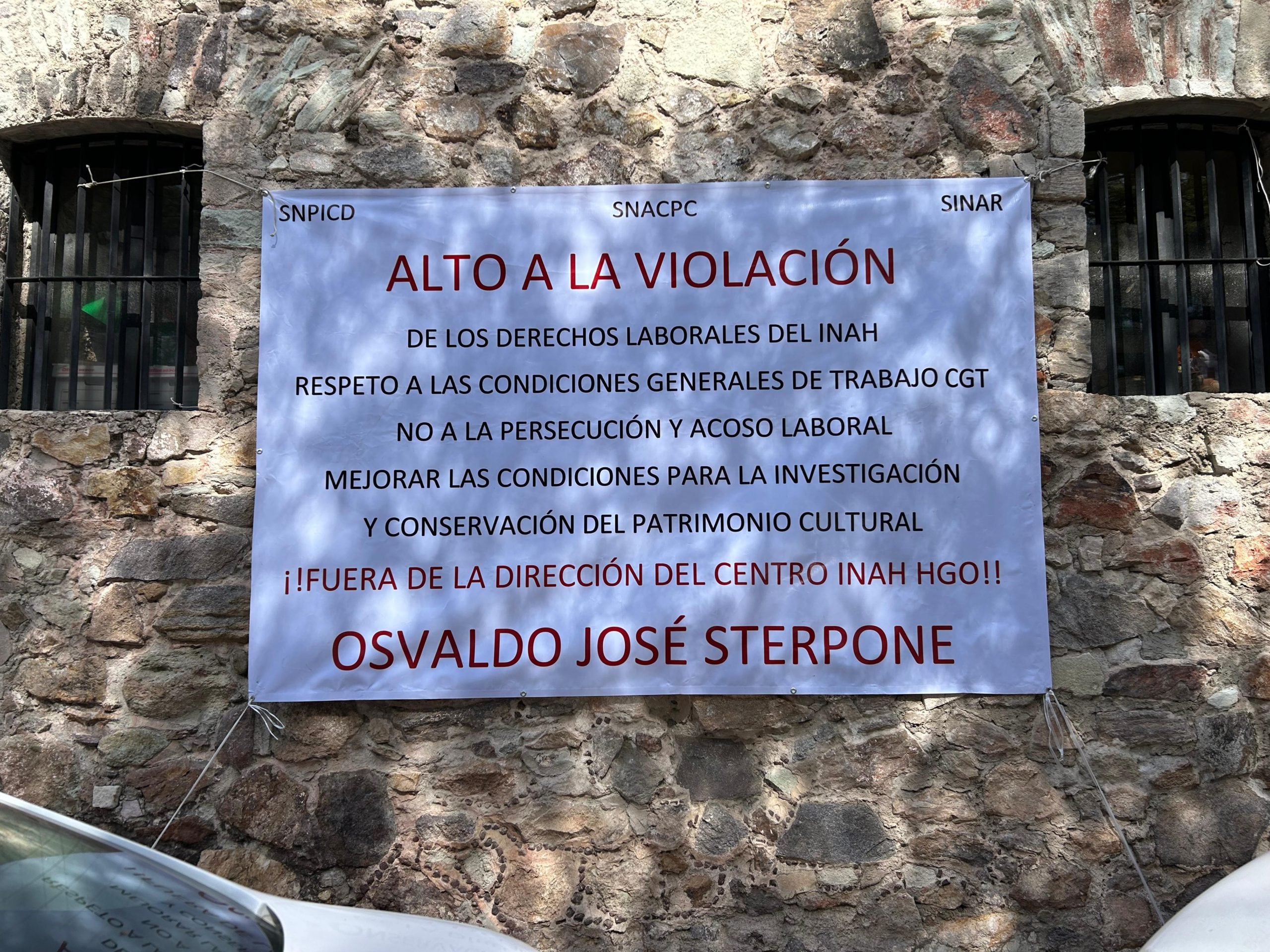 Trabajadores se manifiestan contra delegado del INAH en Hidalgo
