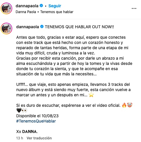 Danna Paola explica sobre su canción 'Tenemos que hablar.
