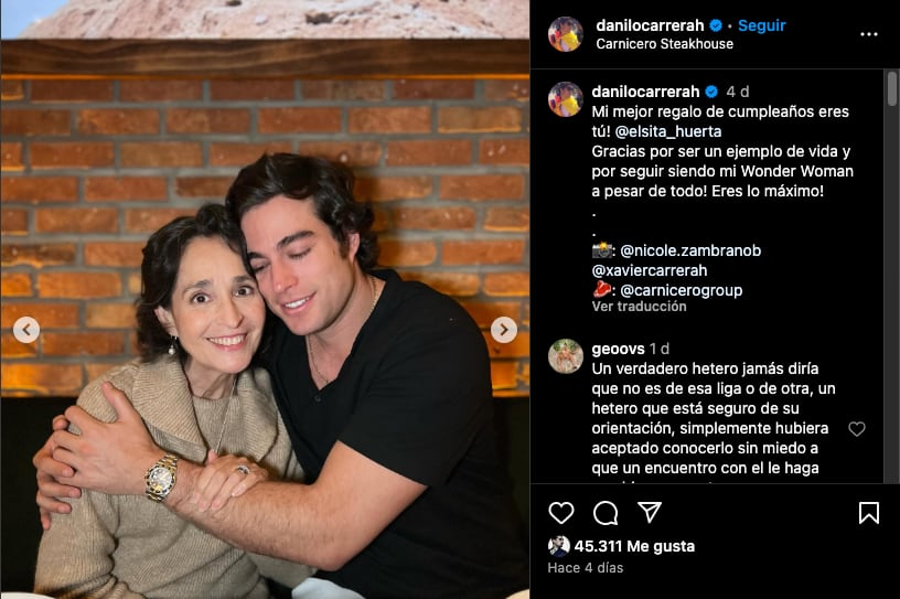 Danilo Carrera celebra su cumpleaños con el mejor regalo, su mamá