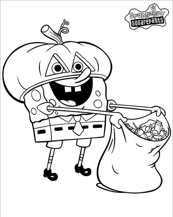 Dibujos de Bob Esponja en Halloween para colorear