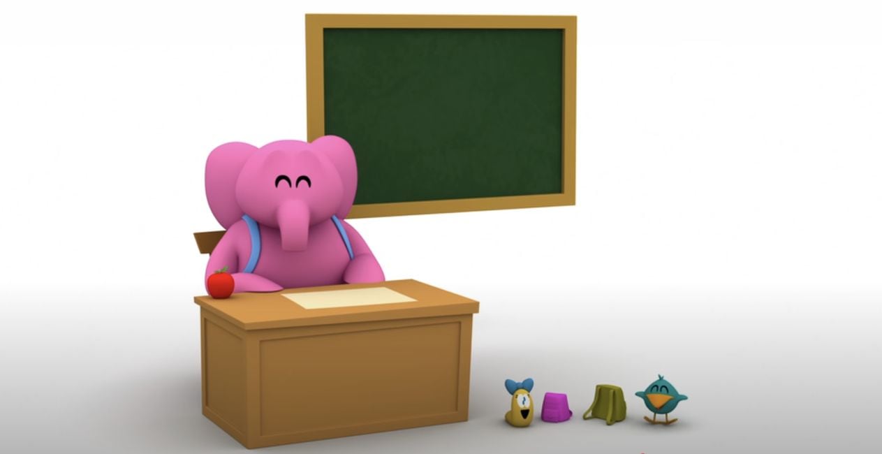 Pocoyó aprende a escribir en la escuela