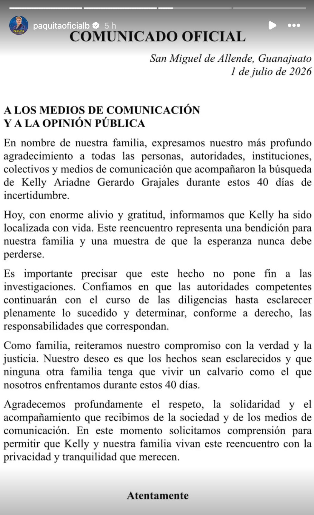 Localizan con vida a nieta de Paquita la del Barrio