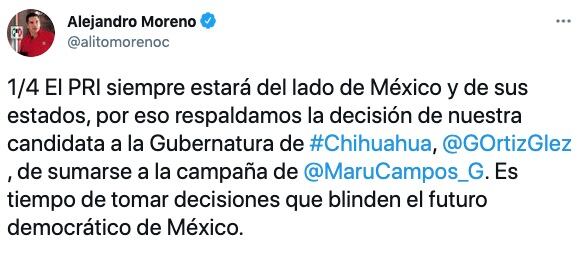 Tuit de Alejandro Moreno/@alitomorenoc