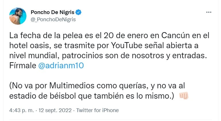 Tuit de Poncho De Nigris