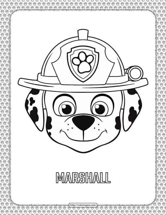 Dibujos de Marshall de Paw Patrol por el Día del Bombero para colorear
