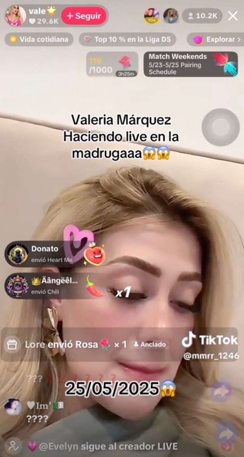 Live de Valeria Márquez retransmitido en TikTok