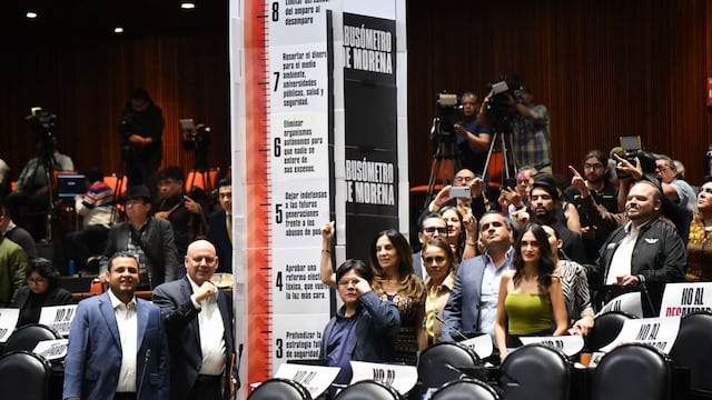 Diputados del grupo parlamentario de Movimiento Ciudadano mostraron un "Abusómetro de Morena"