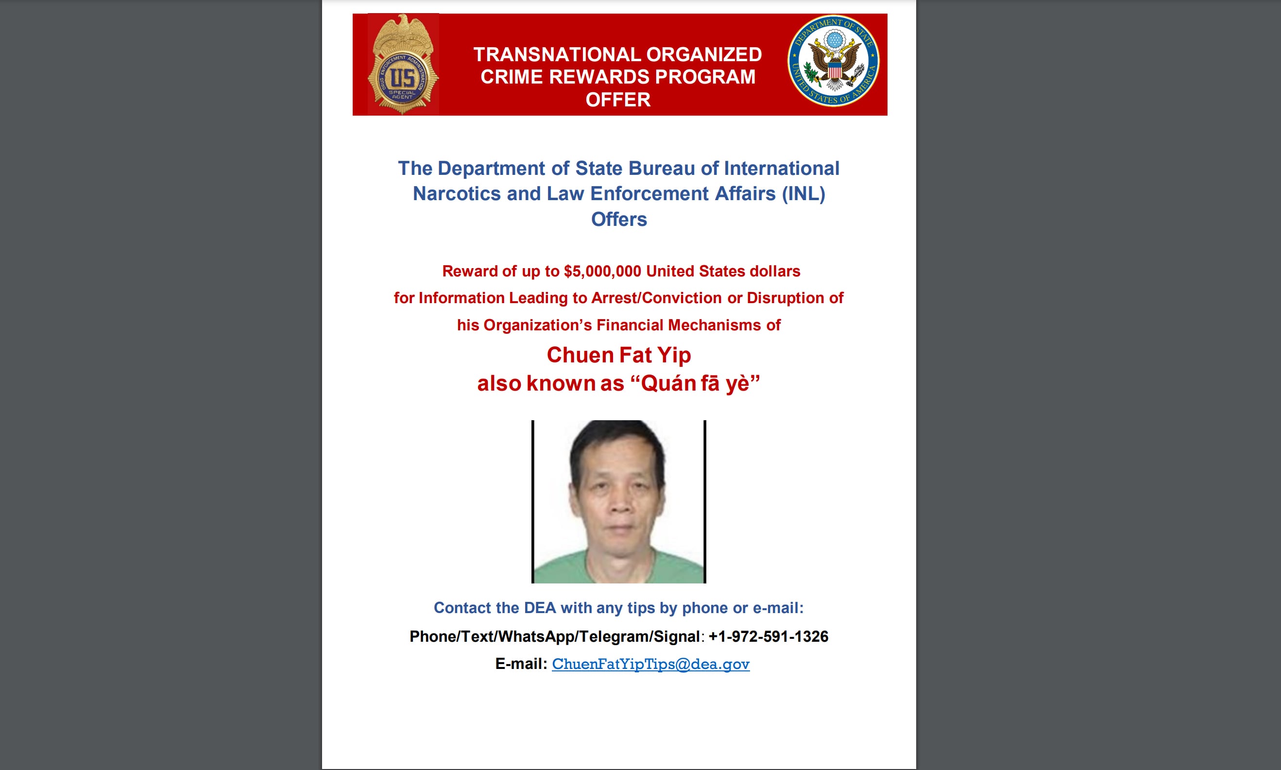 ¿Quién es Chuen Fat Yip, chino que surte de fentanilo a los cárteles mexicanos?