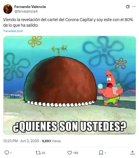 Memes por el cartel del Corona Capital 2025