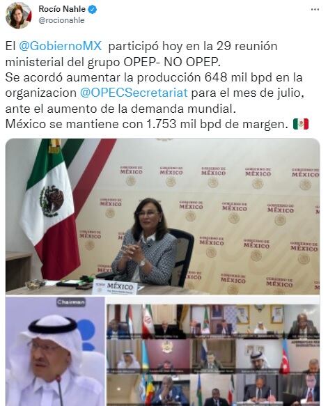 Rocío Nahle sobre runión de la OPEP