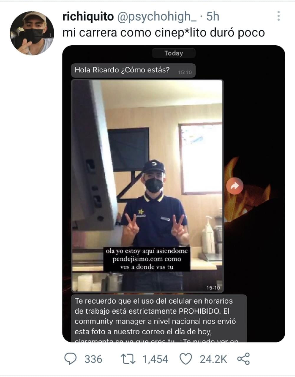 Publicación de Twitter