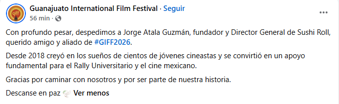 Guanajuato International Film Festival externa condolencias