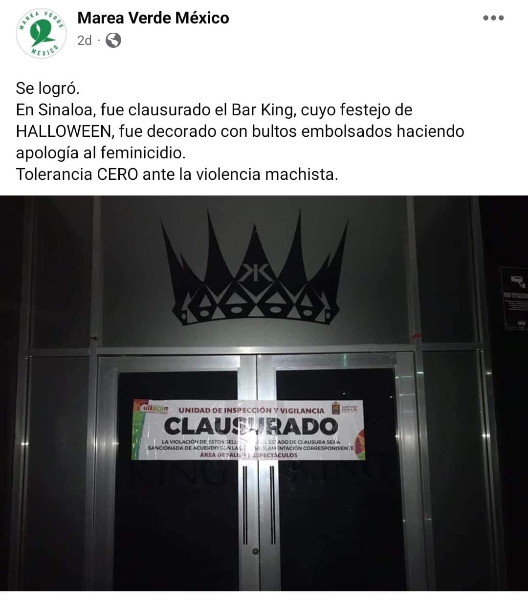 Sobre el cierre del Bar King en Culiacán