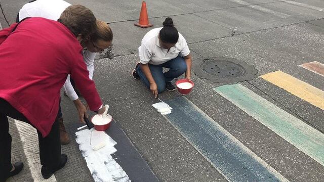 Paso peatonal del orgullo gay repintado por organizaciones conservadoras