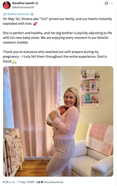 Karoline Leavitt presenta a su hija Viviana