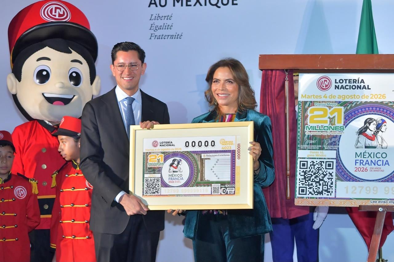 Lotería Nacional celebra 200 años de relaciones diplomáticas entre México y Francia.