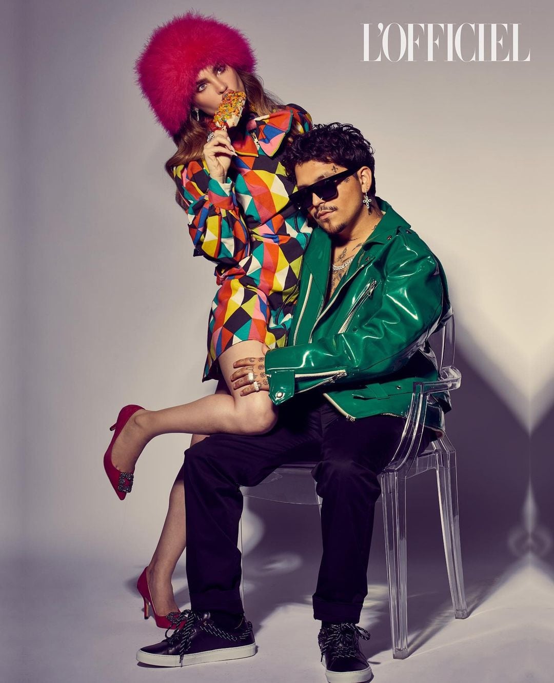 Belinda y Christian Nodal en L' Officiel