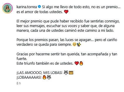 Karina Torres reacciona a su tercer lugar en La Casa de los Famosos México 2026.