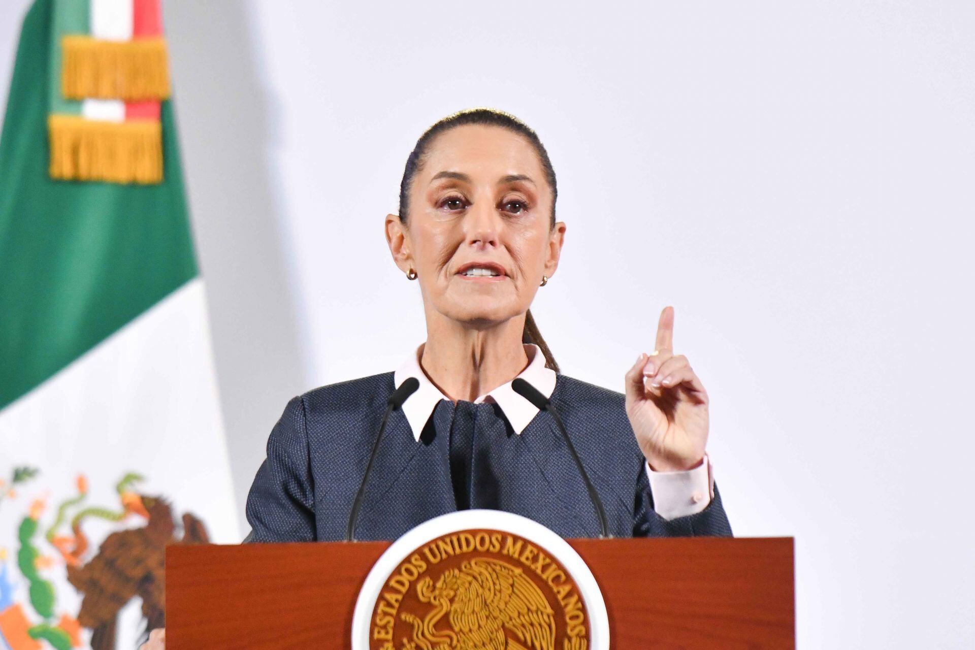 Claudia Sheinbaum, presidenta de México, durante la conferencia matutina realizada en Palacio Nacional