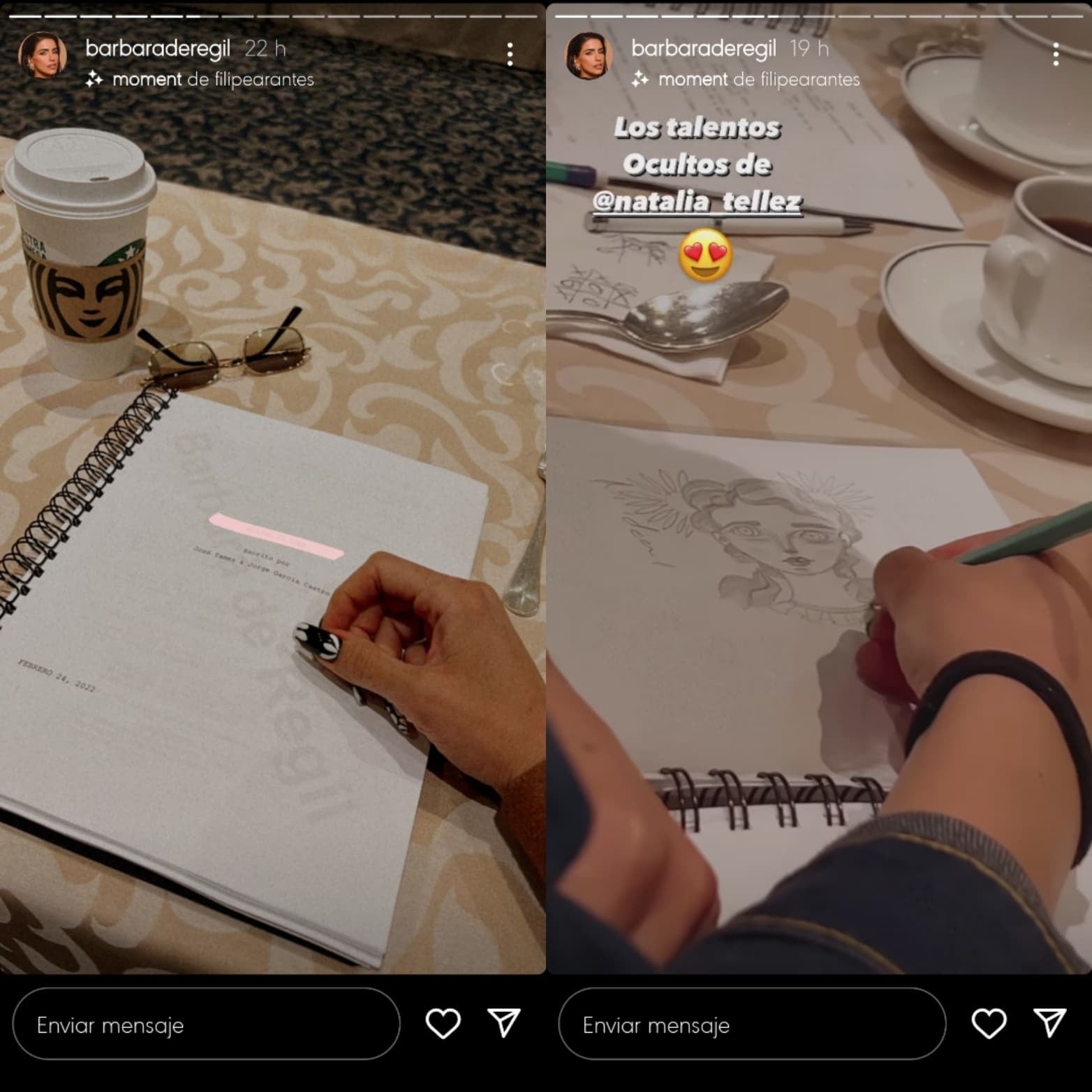 Bárbara de Regil muestra dibujos de Natalia Téllez.