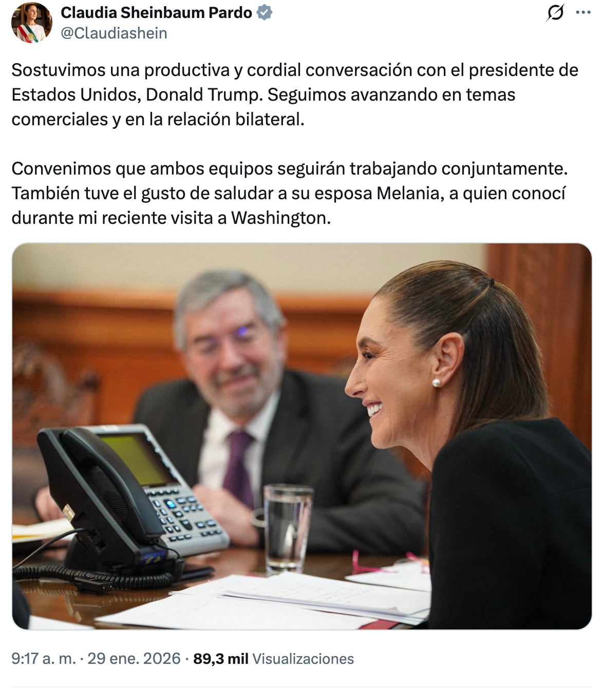 Claudia Sheinbaum y Donald Trump tuvieron una conversación mediante una llamada telefónica